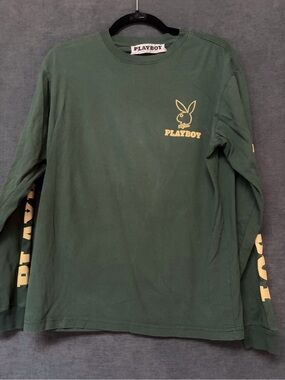 PLAYBOY Forest Green Long Sleeve Tee with Yellow Logo